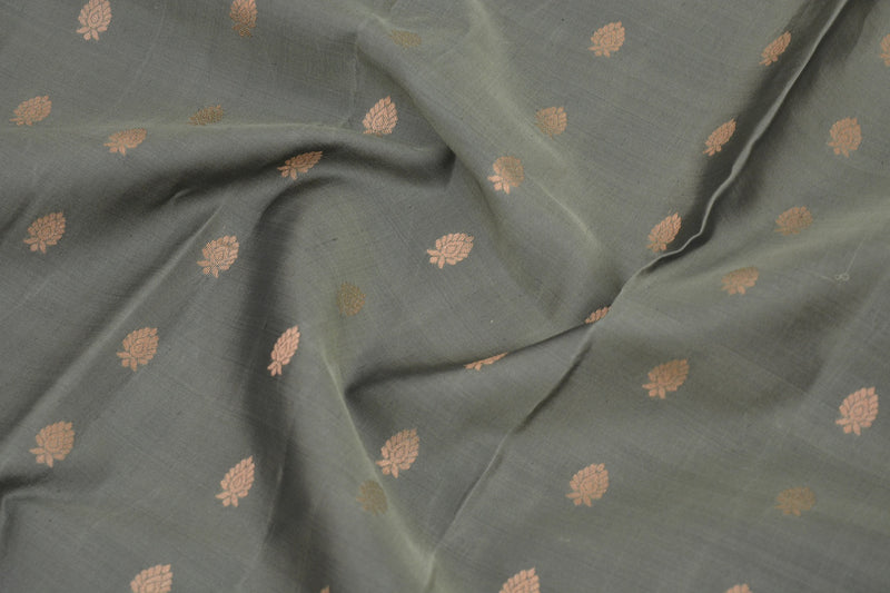 Olive Grey Colour Kanchipuram Designer Saree