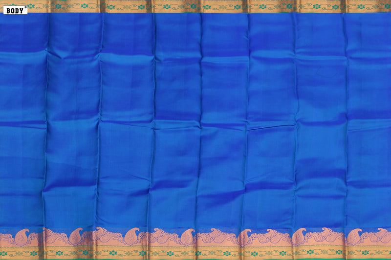 Kingfisher Blue Colour, Kanchipuram Designer Soft Silk Saree