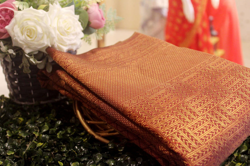 Brown Colour Wedding Silk Saree.