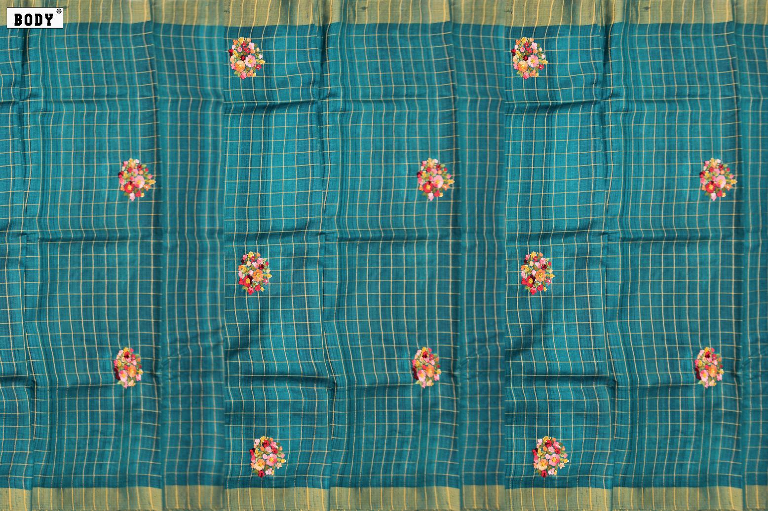 Peacock Green Colour, Jute Silk Saree