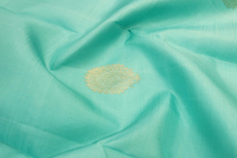 Ocean Greenish-BLUE Colour Kanchipuram Designer Soft Silk Saree.