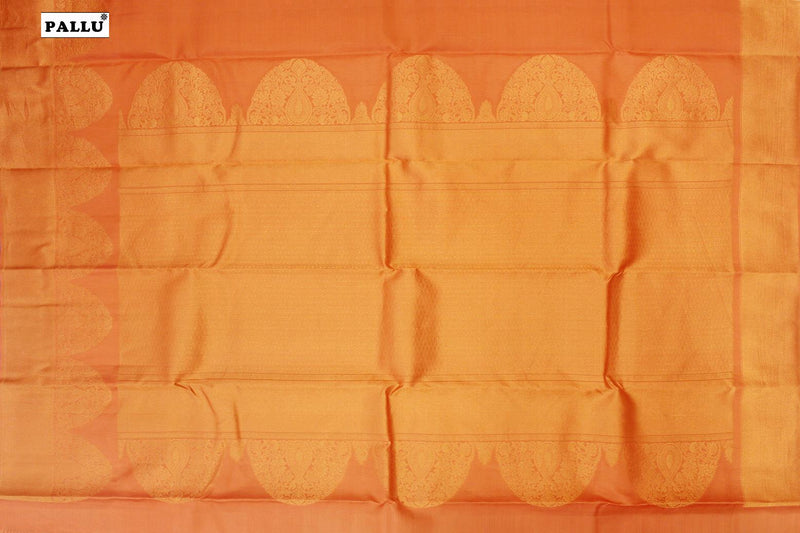 Peach Colour Kanchipuram Designer Silk Saree.