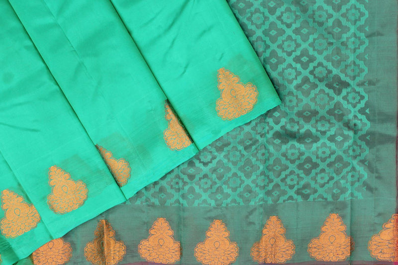 Sapphire Green Colour, Kanchipuram Designer Silk Saree