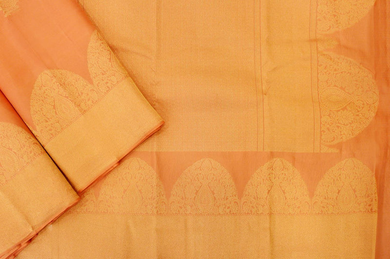 Peach Colour Kanchipuram Designer Silk Saree.