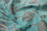 Pastel Blue Colour Ash-Silver Threaded Jute Silk Saree.