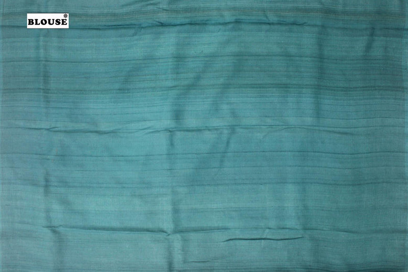 Pastel Blue Colour Ash-Silver Threaded Jute Silk Saree.