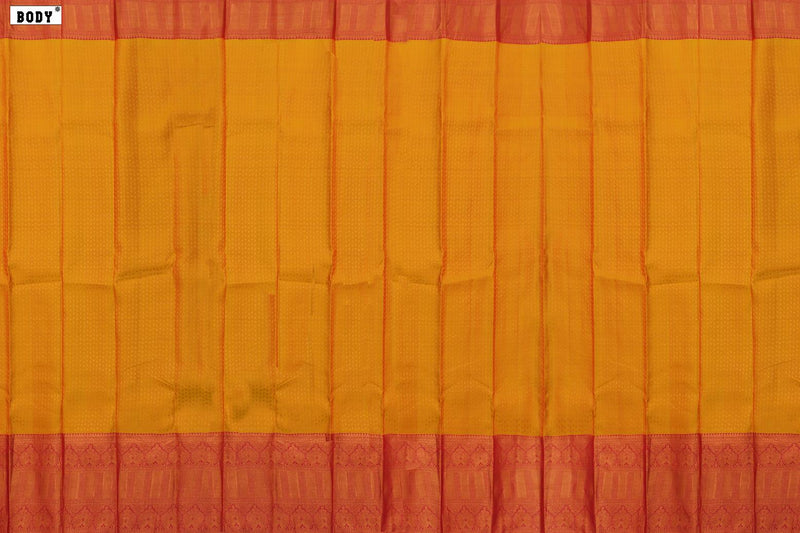 Mango Pulp Yellow Colour, Kanchipuram Designer Silk Saree.