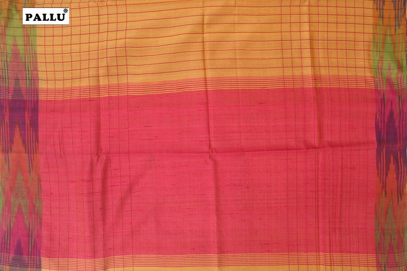 Mango Pulp Colour with Pochampally Border, Jute Silk Saree.