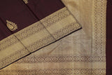 Cock Brown Colour, Kanchipuram Designer Soft Silk Saree.