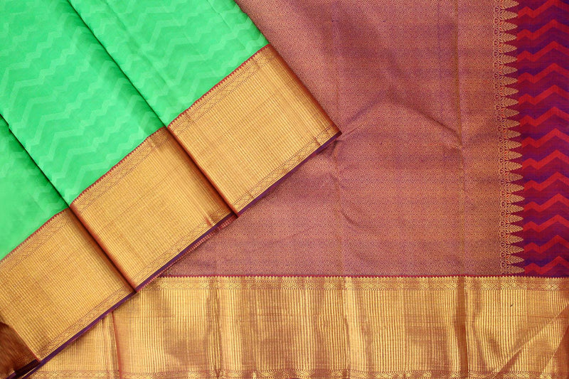 Parrot green Colour Kanchipuram Designer Silk Saree.