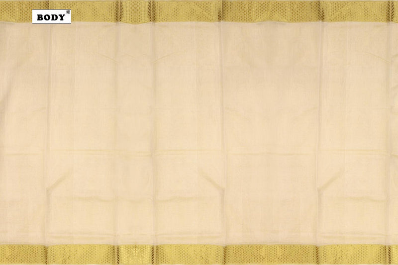 Golden Tissue Hand-Loom Cotton Kerala Saree.