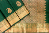 Bottle Green Colour Kanchipuram Traditional Silk Saree.
