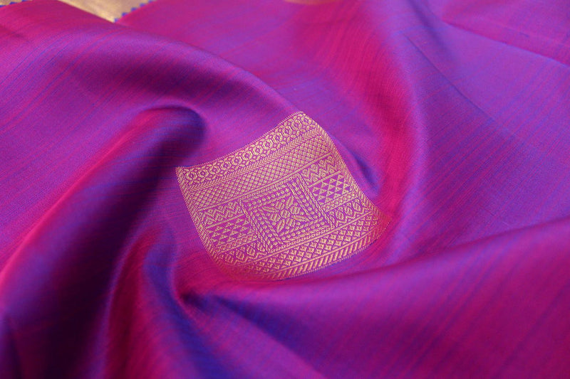 Purple with Royal Blue Combo Colour Kanchipuram Traditional Silk Saree.