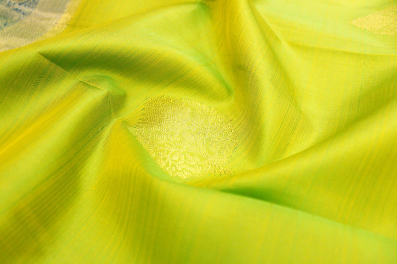 Light Green Colour Traditional Kanchipuram Bridal Silk Saree.