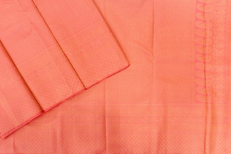 Bright Peach Colour Designer Bridal Silk Saree.