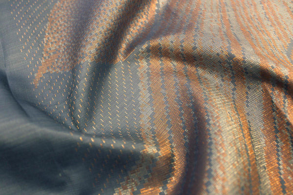 Grey Colour Kanchipuram Designer Light Weight Silk Saree.