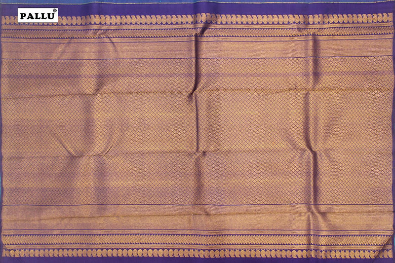 KingFisher Blue & Violet Colour Kanchipuram Designer Soft Silk Saree.