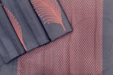 Dark Ash Colour Kanchipuram Designer Soft Silk Saree.