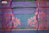 Double Shade (Peacock Blue) Colour Kanchipuram Designer Soft Silk Saree.
