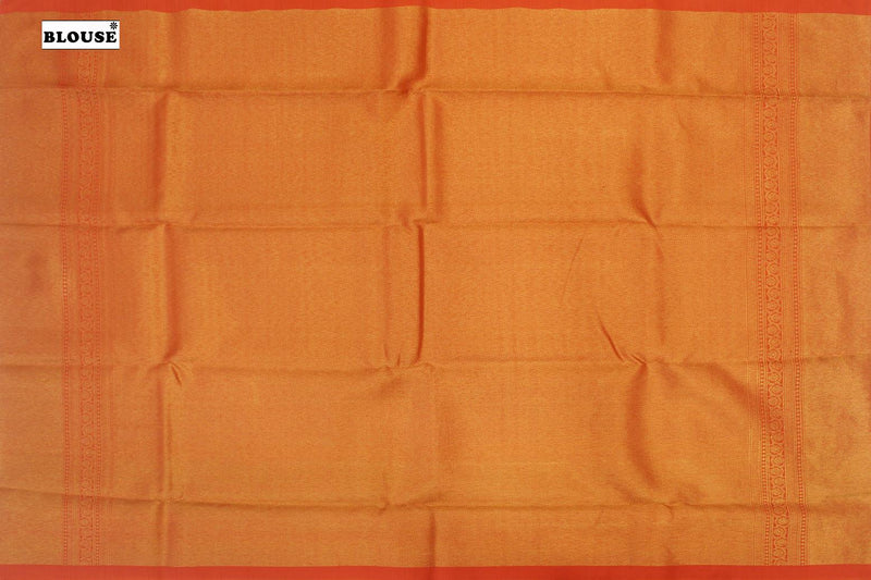 Light Orange Peach Combo Colour Brocade Silk Saree.