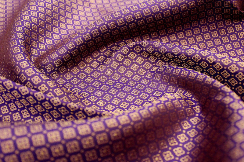 Dark Violet Colour Designer Pure Wedding Silk Saree.
