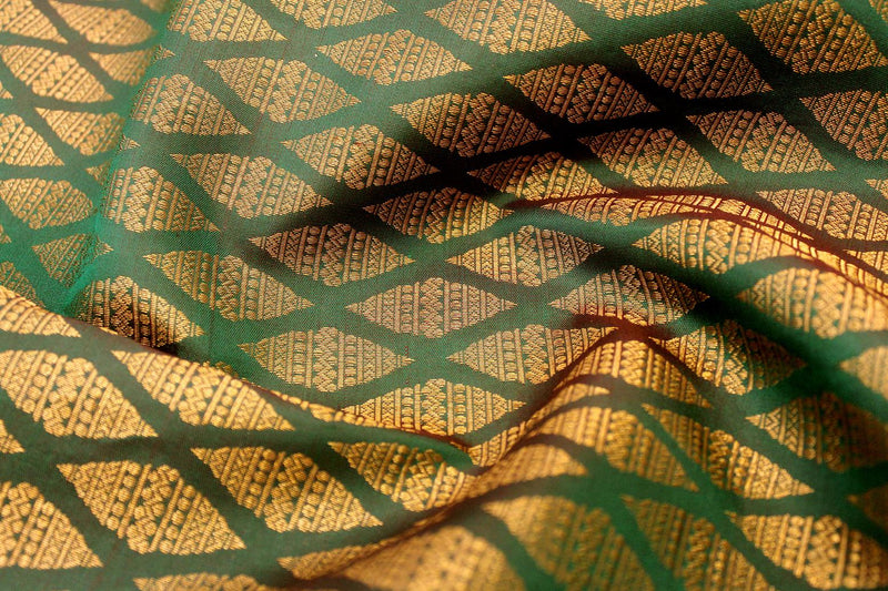 Double Shaded Green Colour Designer Brocade Silk Saree.
