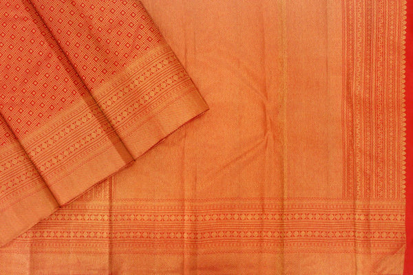 Chilly Red Colour Brocade Silk Saree.