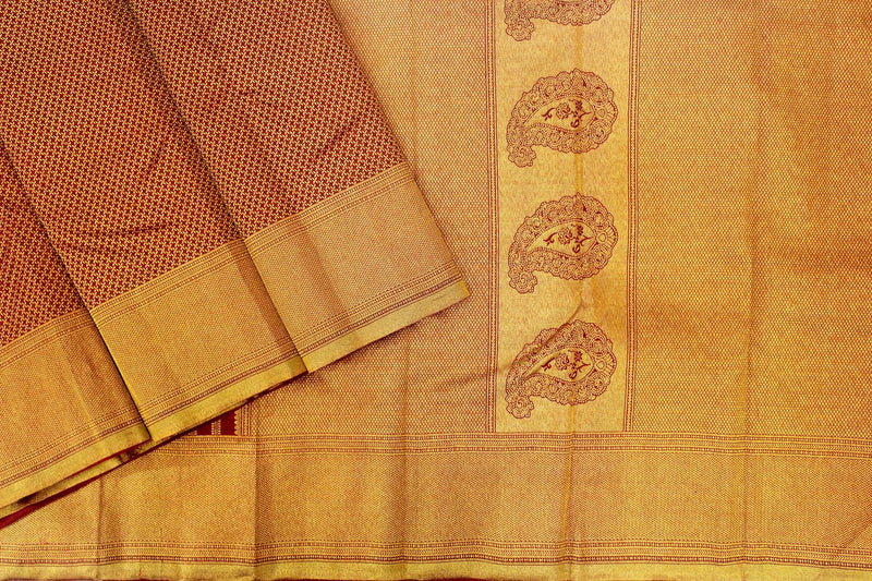 Golden with Brown Colour Designer Brocade Silk Saree.