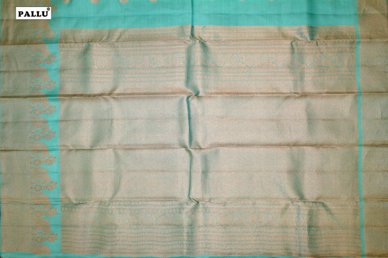 Ocean Blue Colour, Kanchipuram Designer Soft Silk Saree.