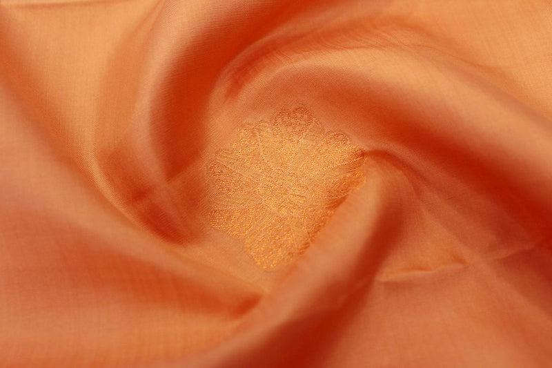 Light Peach Colour Kanchipuram Designer Soft Silk Saree.