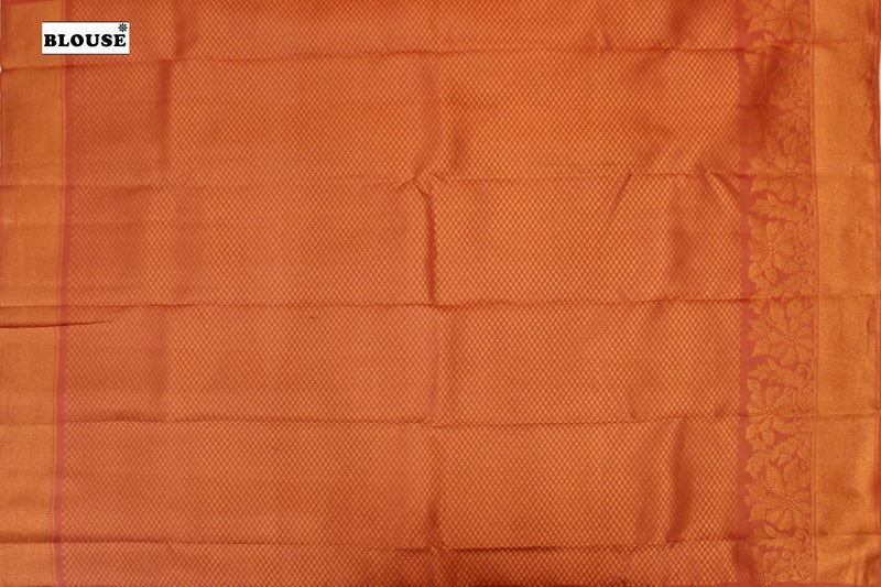 Light Peach Colour Kanchipuram Designer Soft Silk Saree.