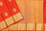 Ruby Red Colour Kanchipuram Traditional Silk Saree.