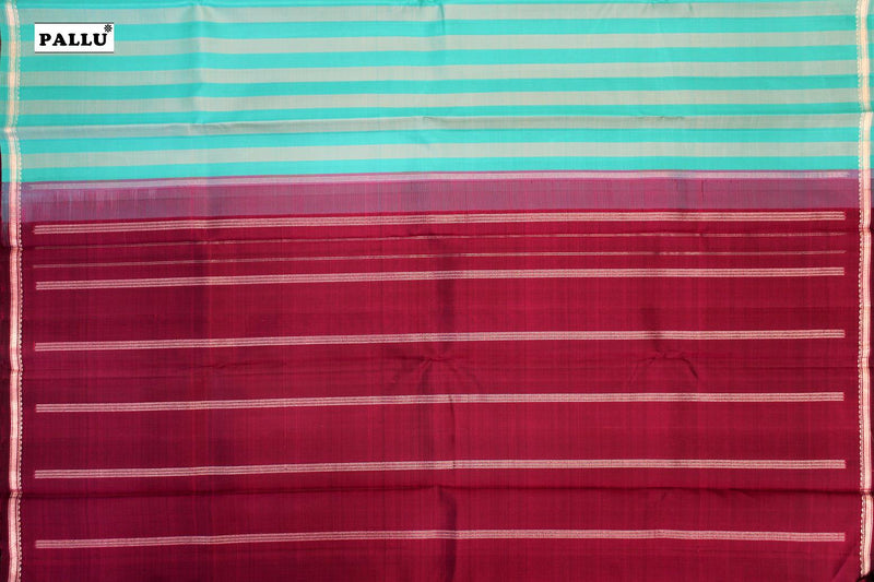 Sea Blue with Light Grey Colour Kanchipuram Designer Soft Silk Saree.
