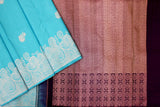 Sky Blue Colour Kanchipuram Designer Soft Silk Saree.