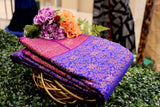 Royal Blue & Purple Colour Wedding Designer Silk Saree.