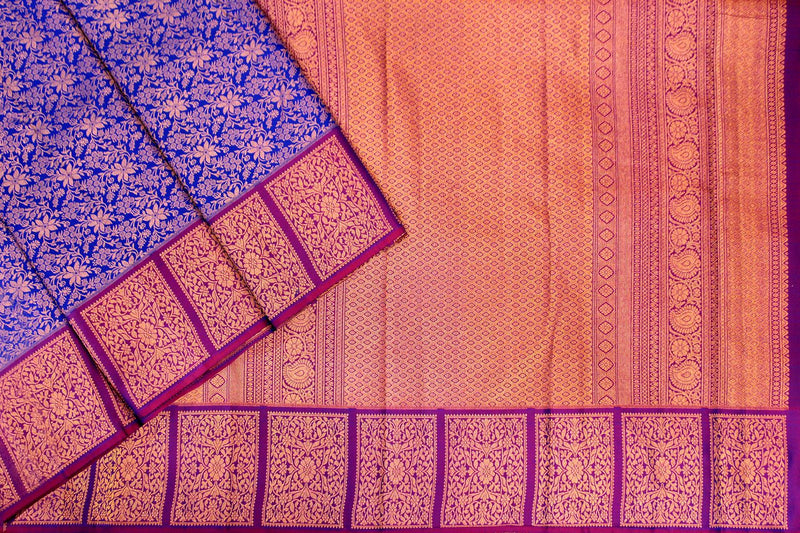 Royal Blue & Purple Colour Wedding Designer Silk Saree.