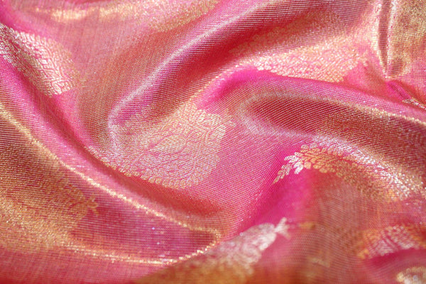 Onion Pink Colour, Pure Kanchipuram Designer Wedding Silk Saree.