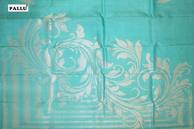 Light Blue Colour, Kanchipuram Designer Soft Silk Saree.