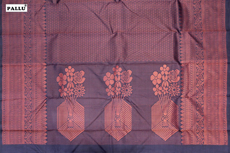Blue Berry Shade Colour, Kanchipuram Designer Soft Silk Saree.