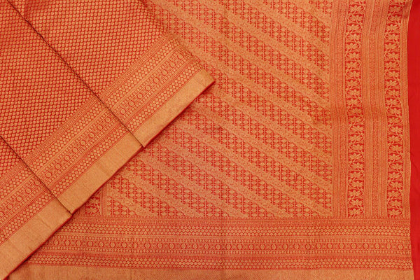 Chilly Red Colour, Brocade Silk Saree.