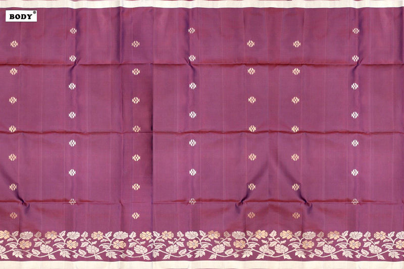 Wine Colour, Kanchipuram Designer Soft Silk Saree.