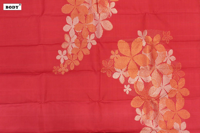Ruby Red Colour, Kanchipuram Designer Soft Silk Saree.