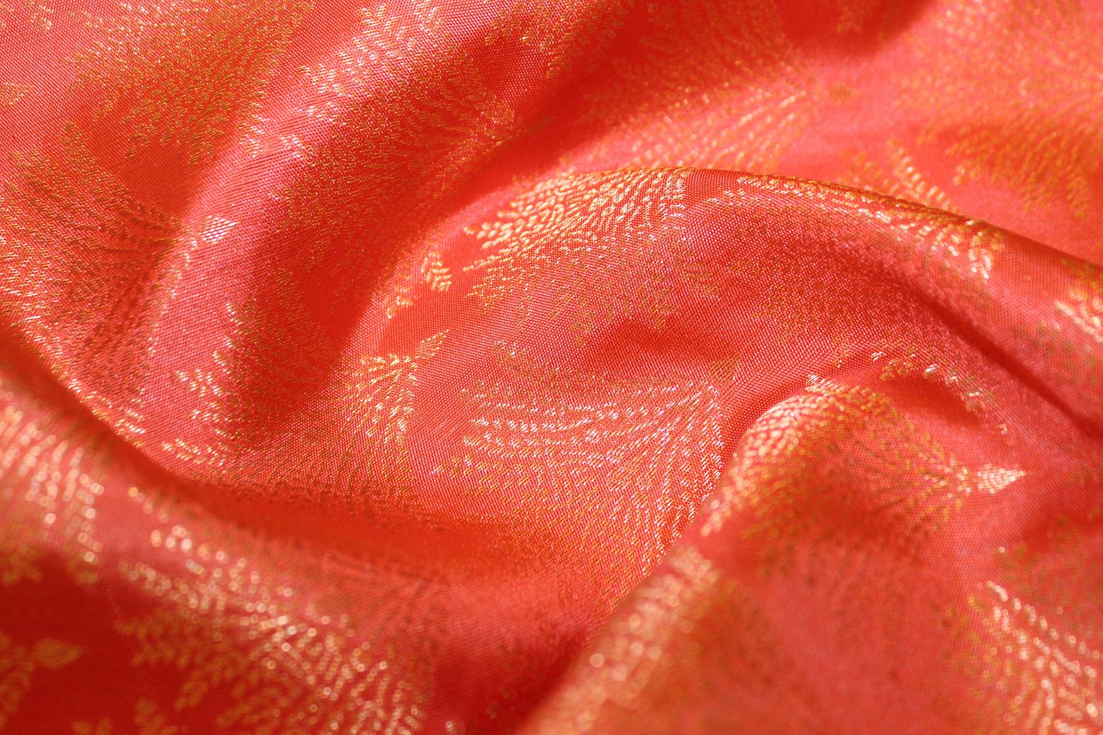 Orangish Red Colour, Wedding Designer Silk Saree.