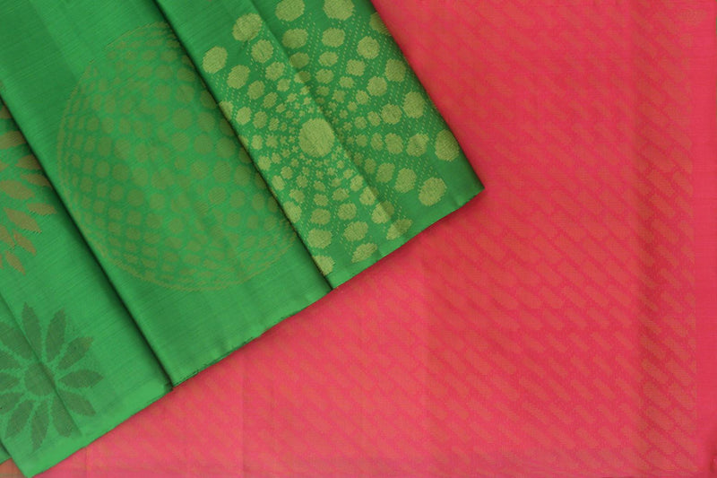 Parrot Green Colour, Kanchipuram Designer Silk Saree.