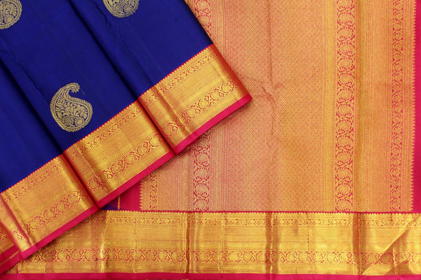 Royal Blue Colour, Traditional Kanchipuram Designer Silk Saree.