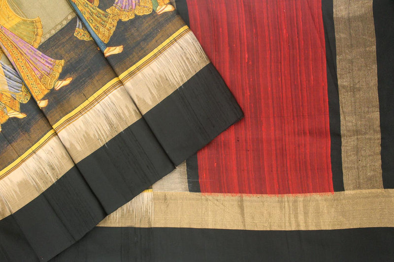 Screen Print, Butter Silk in Jute Weaving, Jute Silk Saree.