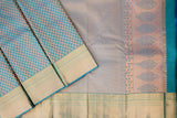 Pecock Blue Colour Kanchipuram Wedding Silk Saree.