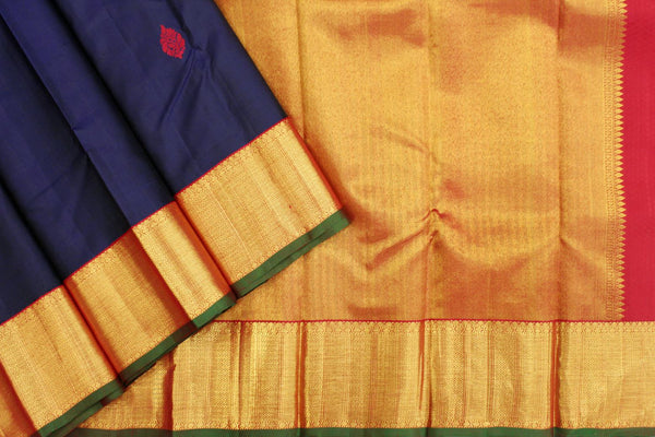 Navy Blue Colour, Traditional Kanchipuram Designer Silk Saree.