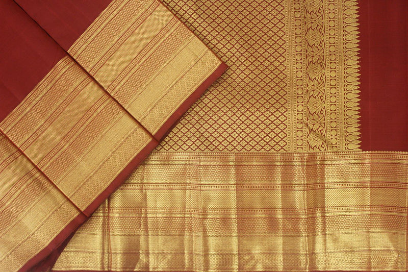Maroon Colour Kanchipuram Silk Saree.