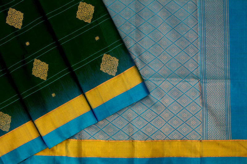 Dark Green Colour, Kanchipuram Silk Saree.